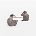 Two Round Shaped Ceramic Jars With Intricate Circular Patterns Traditional Handcrafted Pottery Design 3d model