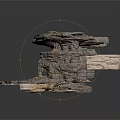 Detailed Natural Rockery Scene Structure With Layered Stones And Green Moss