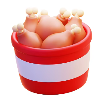 Modern Fried Chicken Leg Food Cartoon Food 3d model