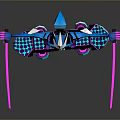 Futuristic Blue Armored Robot Game Movie Character With Pink Weapons And Skateboard Device