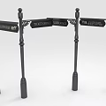 Black Street Signs On Decorative Posts Showing FLORENTIA WAY TRADERS COURT THE GALLERY