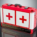 Professional Medical Emergency First Aid Kit With Red Cross Design And White Surface