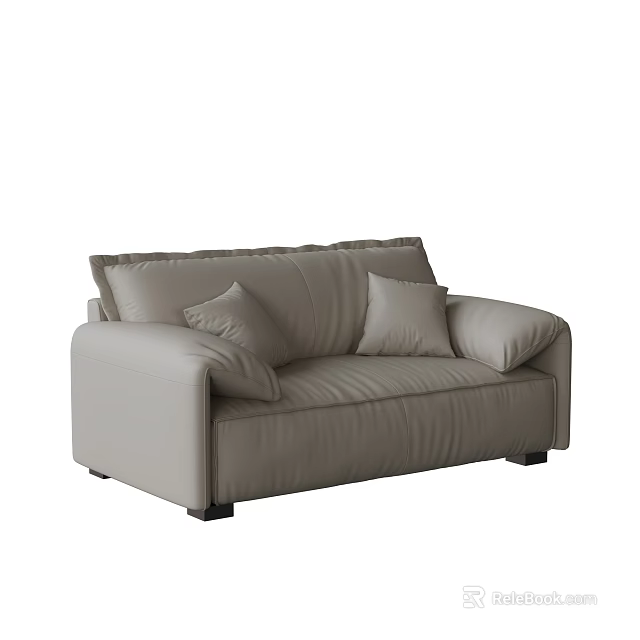 Modern Light Gray Leather Two-Seater Sofa With Soft Cushions And Minimalist Design 3d model