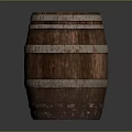 Vintage Wooden Barrel With Rustic Metal Hoops And Brown Wood Finish
