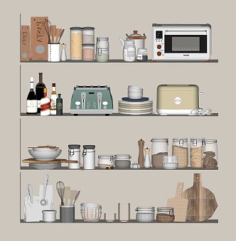 Modern Kitchen Supplies Decorations Ornaments Furnishings 3d model