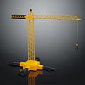 Yellow Construction Crane Equipment With Long Boom Base Wheels And Hook
