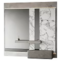 Elegant Modern Marble Accent Wall with Large Hanging Mirror and Floating Shelf 3d model