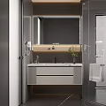 Modern Bathroom Interior With Glass Shower Enclosure Marble Floor And Wall Hung Toilet