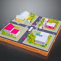 Detailed Miniature City Model With Colorful Buildings Roads Vehicles Trees And Street Lamps