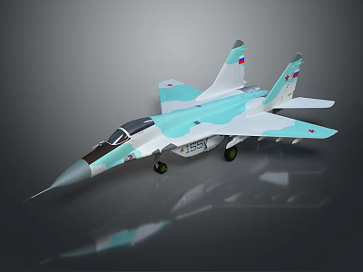Light Blue And White Fighter Jet With Russian Flag On Tail And 152 Marking Model 3d model