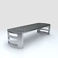 Modern Metal Public Bench With Perforated Surface And Sleek Curved Structure
