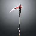 Modern Red And White Scythe Weapon With Sharp Blades And Sleek Design
