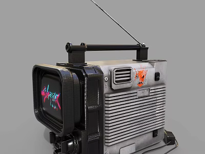 Vintage Television With Antenna Colorful Display Screen And Classic Metal Casing Design 3d model