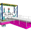 Modern water pump steel structure floating pump device 3d model
