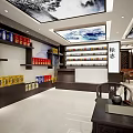 Bright Modern Liquor and Tobacco Store Interior With Display Cabinets Product Shelves And Ceiling Design