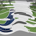 Modern Garden Landscape Design With Curved Pathways Lush Greenery And Stepped Terraces