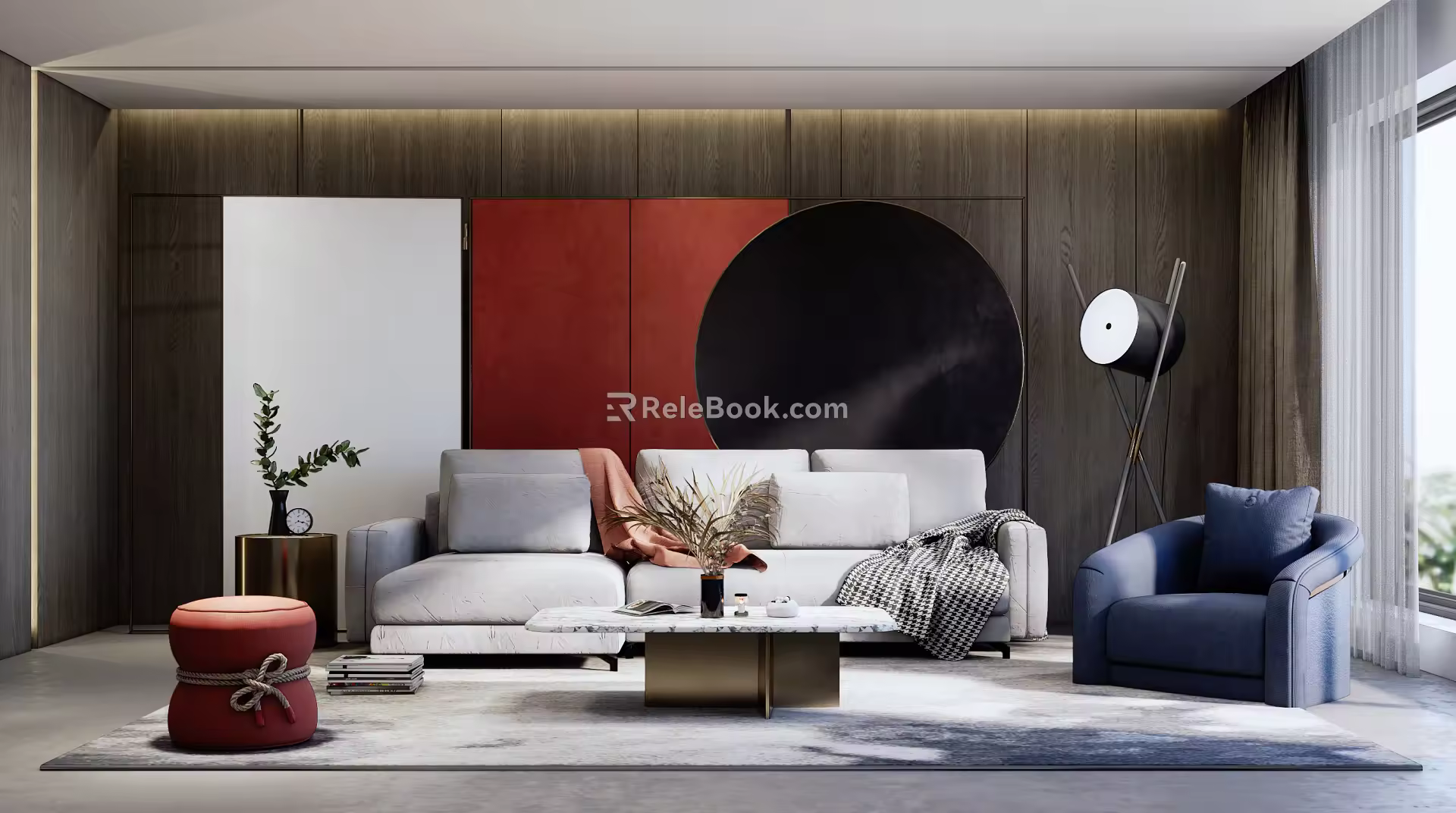 Modern sofa coffee table combination 3d model