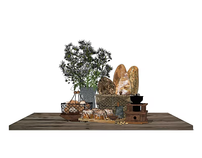 Modern Bread Cake Bread Egg Coffee Grinder Chocolate Food Flower 3d model