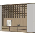 Modern Entryway Cabinet And Side Cabinet With Wooden Storage Drawers Open Compartments And Decorative Frame