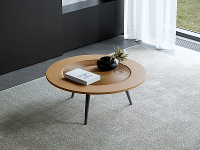 Modern Coffee Table Round Coffee Table Solid Wood Coffee Table Coffee Table Ornaments Texted Carpet model