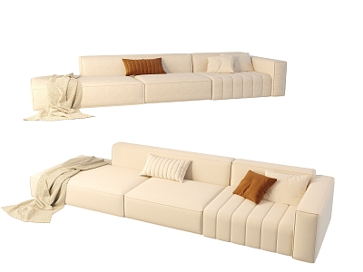 Modern Cream Style Multi-person Sofa Living Room Sofa 3d model