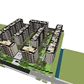 Modern High Rise Residential Complex With Multiple Buildings Greenery And Roadways 3d model