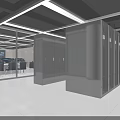 Modern Spacious Control Room Office Desks With Complete Set Of Monitors And Ergonomic Office Chairs