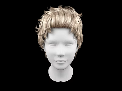 Game Movie Character 3D Head Model with Blonde Curly Short Hair on Black Background 3d model