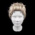 Game Movie Character 3D Head Model with Blonde Curly Short Hair on Black Background