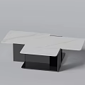 Unique Modern Coffee Table With White Marble Top And Black Geometric Base 3d model