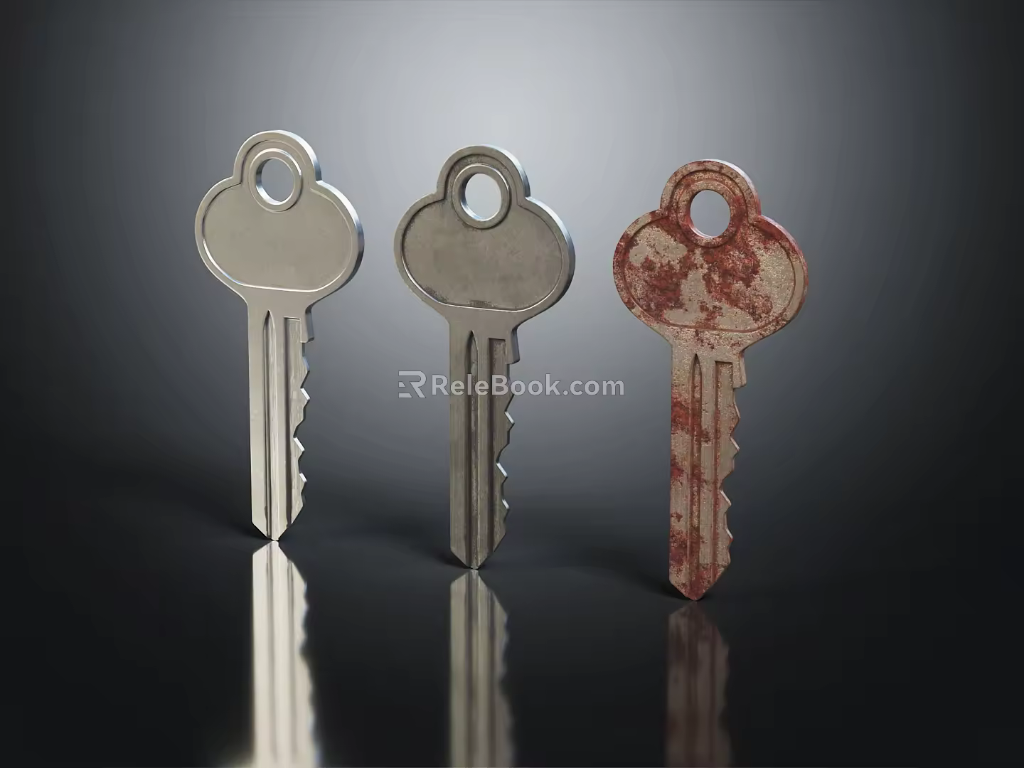 Modern Key Door Key Gold Key Silver Key 3d model