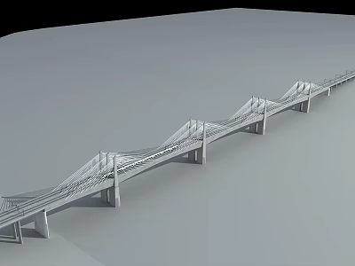 Modern Cable Stayed Bridge Design With Long Span Steel Cables And Tower Structures 3d model