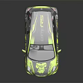 Vibrant Yellow Honda Compact Car With Bold Graffiti Design And Sporty Black Wheels