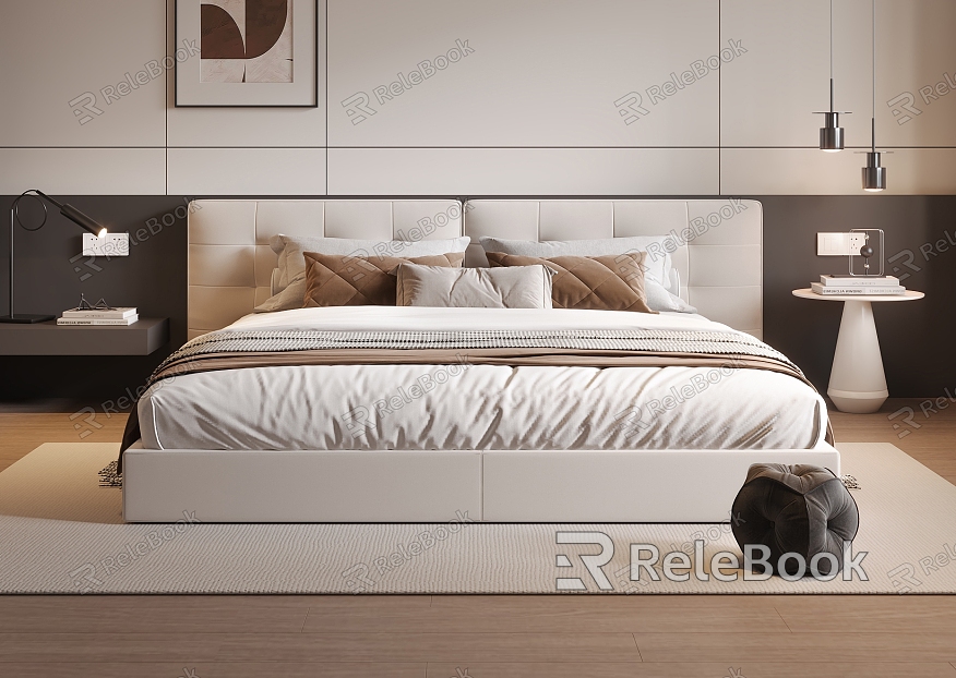 Modern fabric double bed model