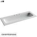 Sleek White Rectangular Ceramic Washbasin With Three Faucet Holes For Bathroom