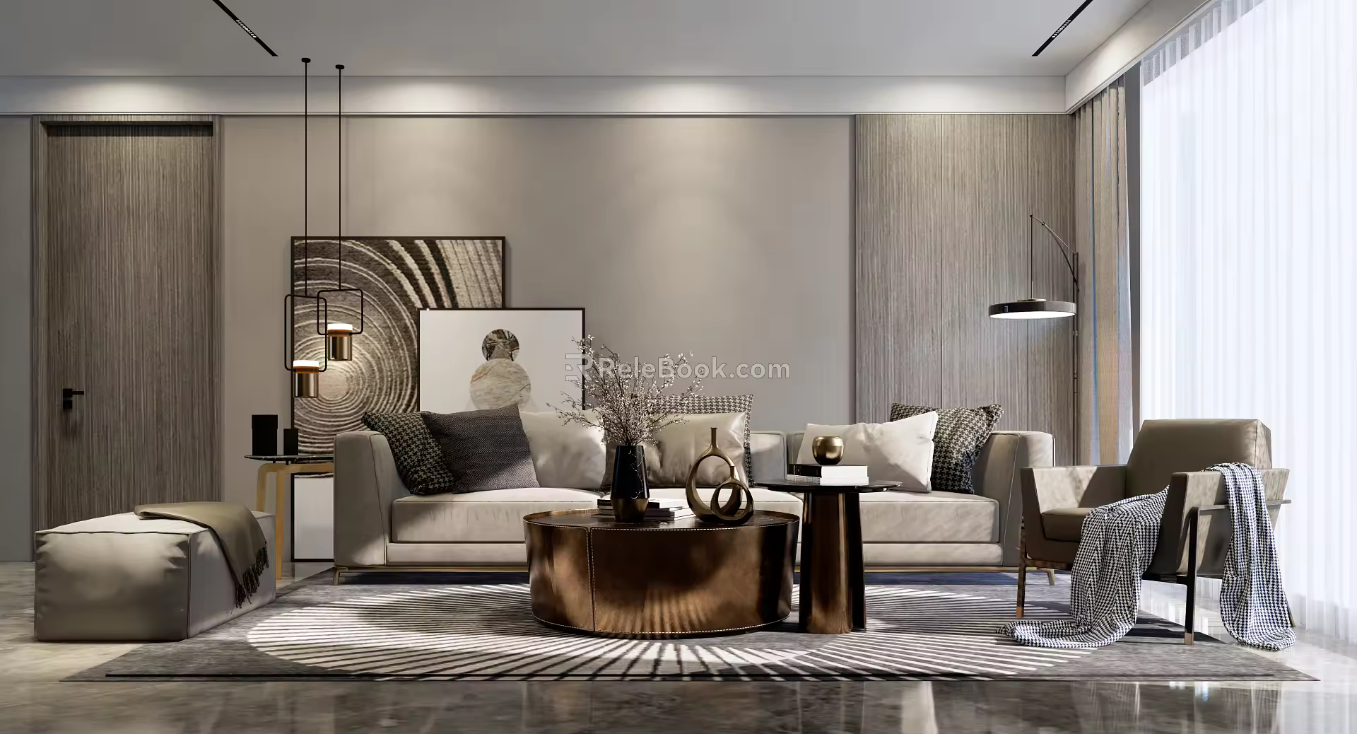 Modern Sofa Coffee Table Combination Simple 3d model