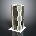 Modern Geometric High Rise Building Model With White Black Exterior And Glass Curtain Walls