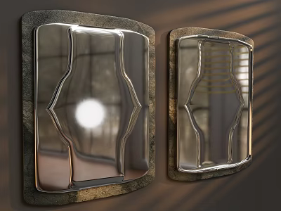 Vintage Style Decorative Wall Hanging With Metal Frame And Mirror Panels 3d model