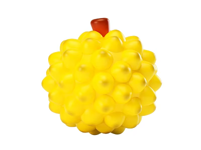 Fresh Round Yellow Fruit With Red Top And Bumpy Surface Texture 3d model