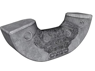 Decorative Ornament Set with Gray 3D Curved Shape Textured Surface Circular Holes and Carved Details 3d model