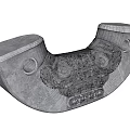 Decorative Ornament Set with Gray 3D Curved Shape Textured Surface Circular Holes and Carved Details