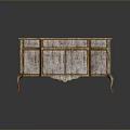 Classic Vintage Wooden Cabinet With Distressed Finish Drawers Doors And Curved Legs