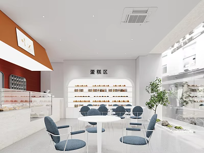 Bright Interior Of Dessert Shop With Display Cases And Chairs 3d model