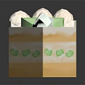 Layered Cake With Orange Yellow Layers Green Filling And White Cream Topping