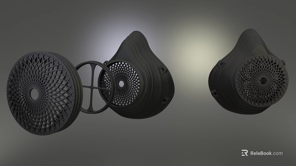 Black Comfortable Protective Mask with Breathable Design for Daily Living Supplies 3d model 