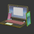 Laptop with Smartphone on Desk Modern Setup Clear Screen Display and Tech Gear