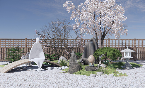 Japanese style landscape sketch courtyard landscape 3d model