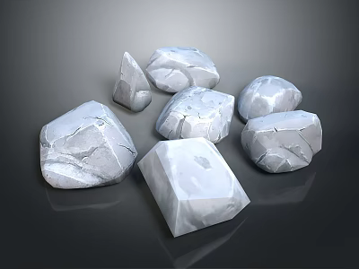 Natural Stone and Wood Elements with Various Shapes and Textured Surfaces 3d model