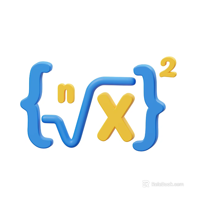 Decorative Ornament Set with Blue and Yellow Mathematical Symbols Geometric Design for Home Decor 3d model 