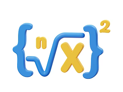Decorative Ornament Set with Blue and Yellow Mathematical Symbols Geometric Design for Home Decor 3d model